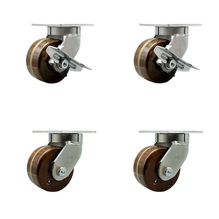 Service Caster 6'' Heavy Duty High Temp Phenolic Caster Set 4 Swivel Locks 2 Brakes, 4PK CRAN-KP92S630-PHRHT-SLB-BSL-2-BSL-2